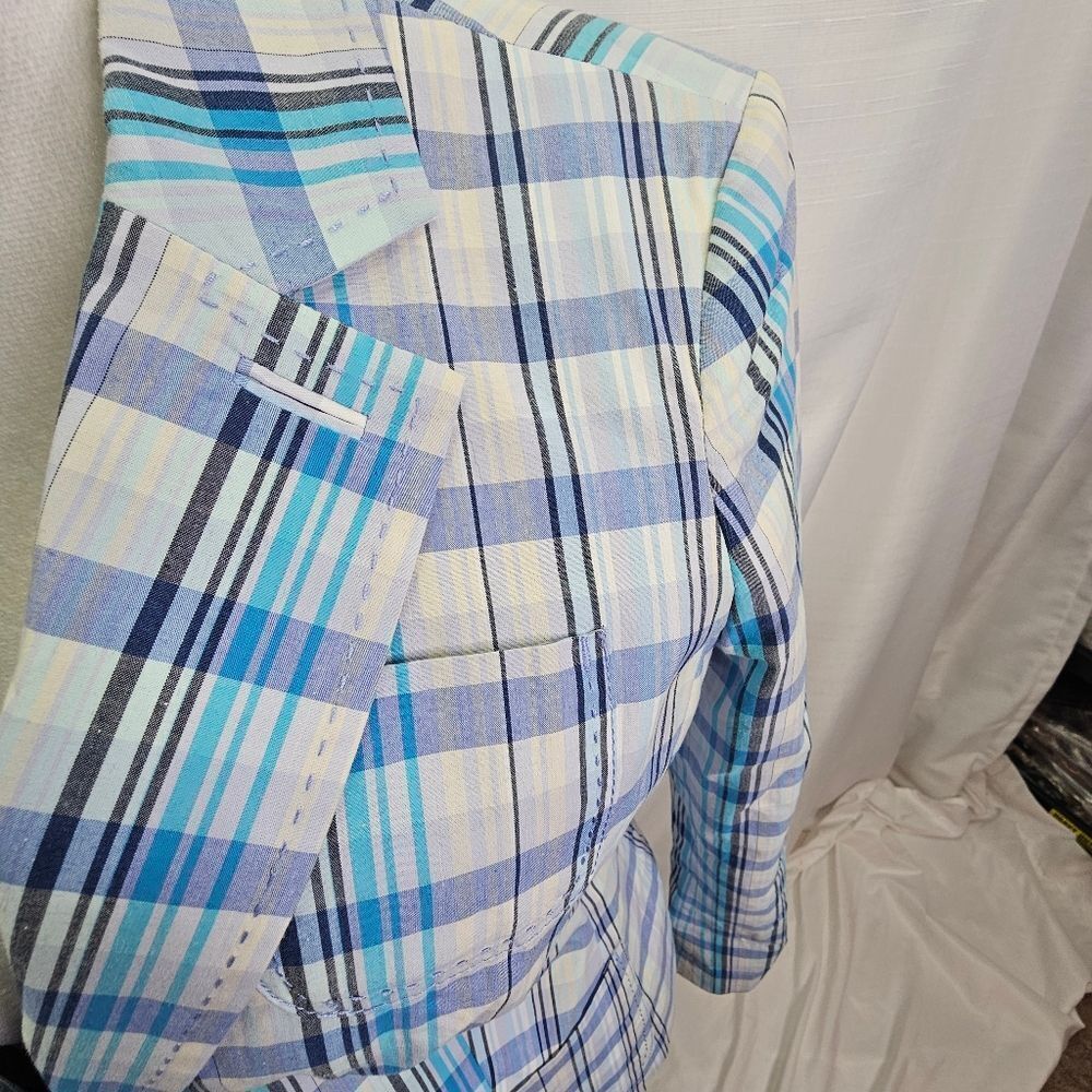 Tommy Hilfiger Blue Plaid The Tommy Blazer Jacket Size Small - Picture 14 of 15